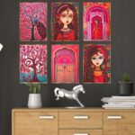 Set of Six Wall Paintings for Wall Dacoration Golden Framed Wall Paintings for Living Room & Bedroom Wall Art for Home Decoration & Office Wall Décor (17x13 inch CH-GD6-4)